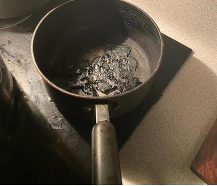Pot with burnt remnants in it